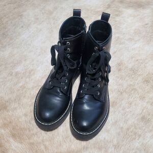 Steve Madden girl black lace up zipper combat boots 7.5